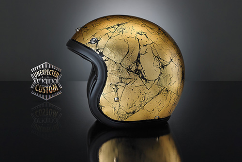 airbrush helmet custom casco moto custom cracked gold