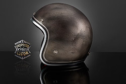 custom helmet black rusted metal